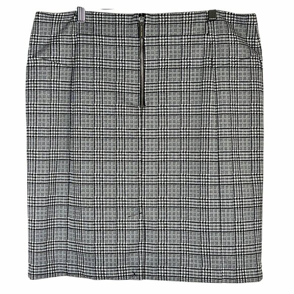 Michael Kors Womens Black Gray White Houndstooth Pencil Skirt XL Back Zip NWOT - Picture 2 of 13